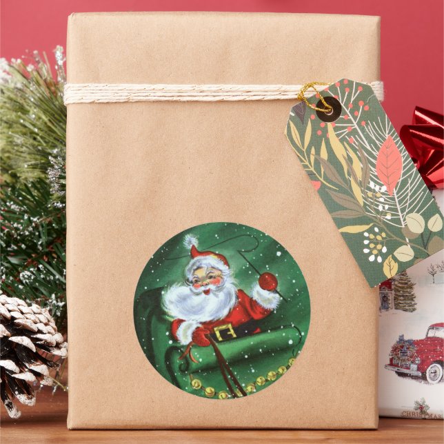 Retro-Jahrgang Weihnachten Weihnachtsfest Runder Aufkleber (Feiertag)