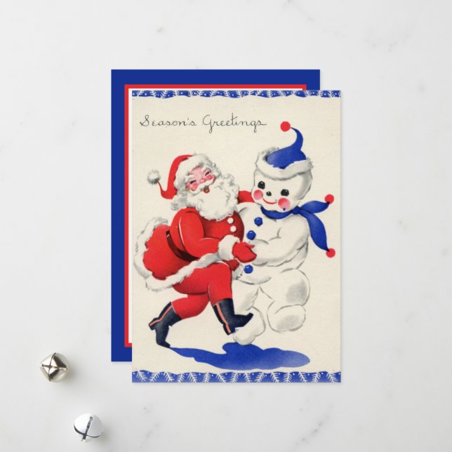 Retro-Jahrgang Weihnachten Weihnachtsschneemann (Vorderseite/Rückseite Beispiel)