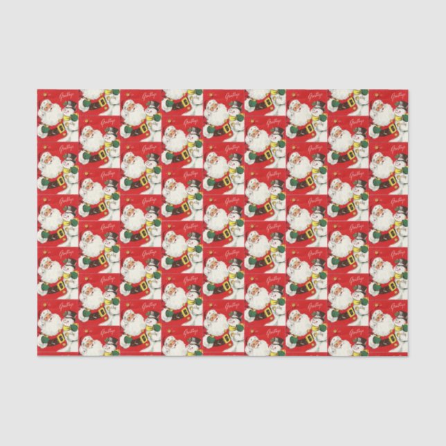 Retro-Jahrgang Weihnachten Weihnachtsschneemann Seidenpapier (Vorderseite)