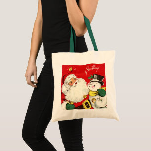 Retro-Jahrgang Weihnachten Weihnachtsschneemann Tragetasche