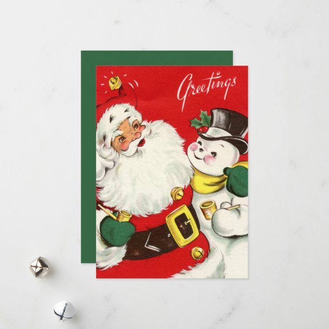 Retro-Jahrgang Weihnachten Weihnachtsweih Snowman  (Vorderseite/Rückseite Beispiel)