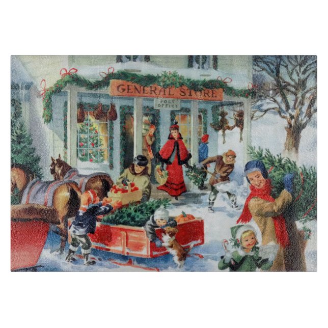 Retro-Jahrgang Weihnachts-Shopping Holiday Schneidebrett (Vorderseite)