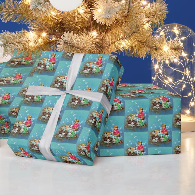 Retro-Jahrgang Weihnachtsangeln Geschenkpapier (Feiertage)