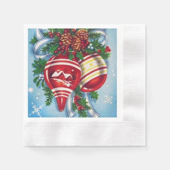 Retro-Jahrgang Weihnachtsbrötchen Urlaub Serviette (Vorderseite)