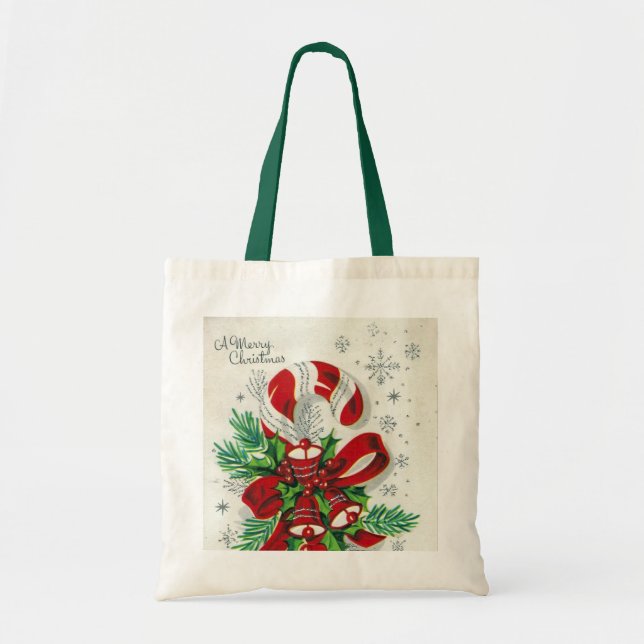 Retro-Jahrgang Weihnachtscreme Tragetasche (Vorne)