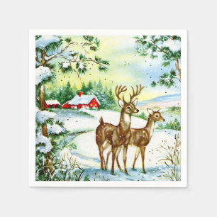 Retro-Jahrgang Weihnachtsfeiertag Serviette