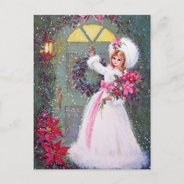Retro-Jahrgang Weihnachtsfeiertage Postkarte (Vorderseite)