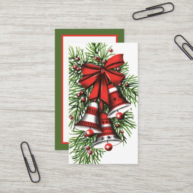 Retro-Jahrgang Weihnachtsglocken hinzufügen Inform Visitenkarte (Vorderseite/Rückseite Beispiel)