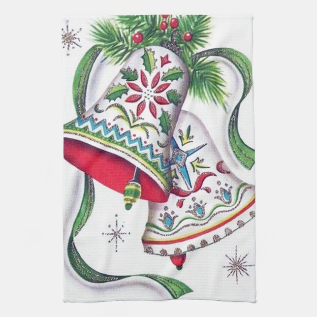 Retro-Jahrgang Weihnachtsglocken Küchentuch (Vertikal)