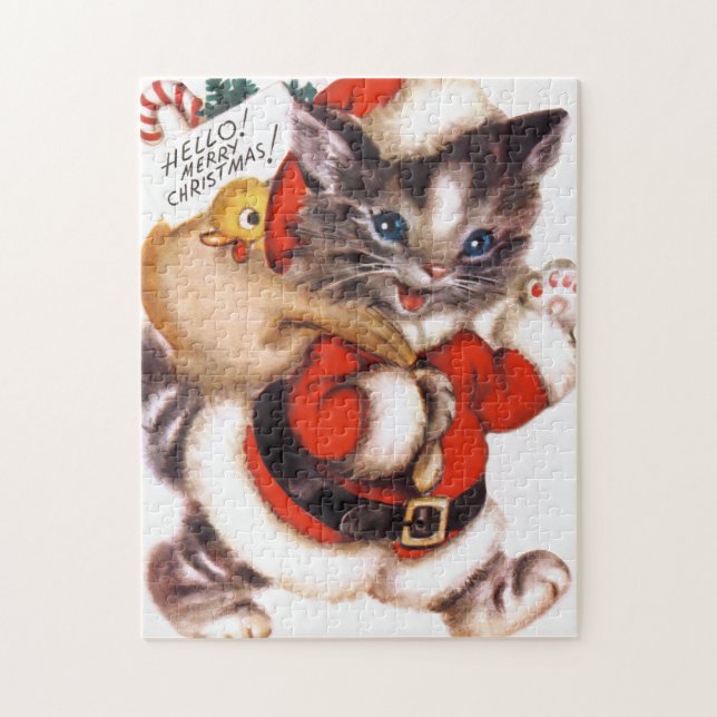Retro-Jahrgang Weihnachtskatzenfest (Vertikal)