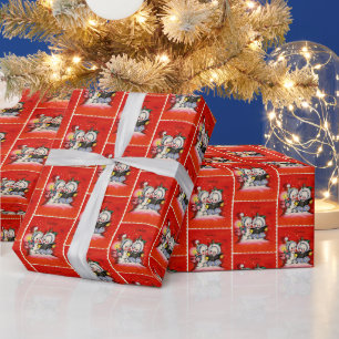 Retro-Jahrgang Weihnachtsschnee Kinder gekachelt P Geschenkpapier