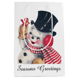 Retro-Jahrgang Weihnachtsschneemann hinzufügen Nac Mittlere Geschenktüte
