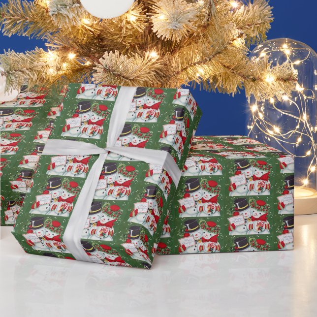Retro-Jahrgang Weihnachtsschneepaar gekachelt Geschenkpapier (Feiertage)