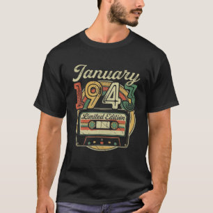 Retro January 1943 Cassette Tape 79th Birthday Dec T-Shirt