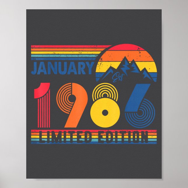 Retro January 1986 Limited Edition 40 Year Old 40t Poster (Vorne)