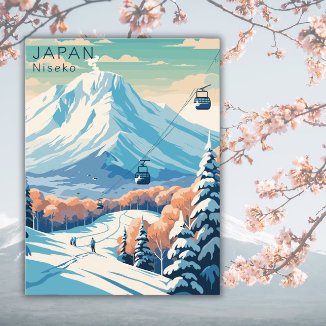 Retro Japan Niseko Travel Wassercolor Postkarte (Von Creator hochgeladen)