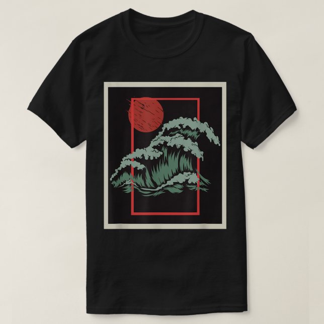 Retro Japan Wave Woodblock Japanische Kunst  T-Shirt (Design vorne)