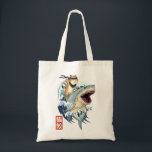 Retro Japanisch Samurai Kat Shark Vintag Kanagawa Tragetasche<br><div class="desc">Retro Japanisch Samurai Kat Shark Vintag Kanagawa</div>