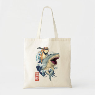 Retro Japanisch Samurai Kat Shark Vintag Kanagawa Tragetasche
