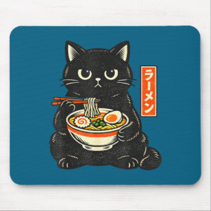 Retro japanische kawaii Ramen Katze die Nudeln iss Mousepad