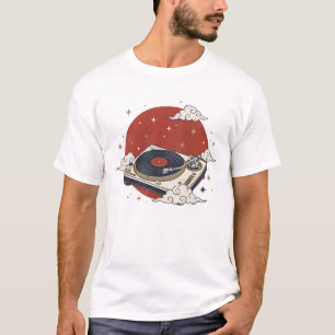 Retro-Japanische-Schallplatten-Plattenspieler-Graf T-Shirt