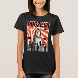 Retro Japanischer Dogzilla Alaskan Malamute T-Shirt