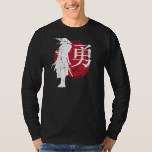 Retro Japanischer Krieger Samurai Japan Schreiben T-Shirt