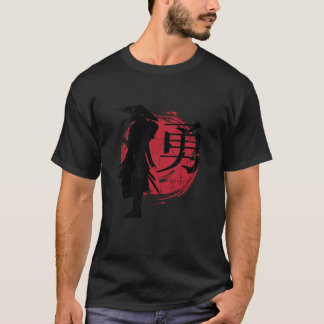 Retro-Japanischer Krieger-Samurai-Japan-Schreibges T-Shirt