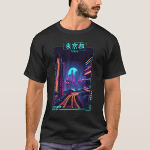 Retro Japanischer Vaporwave City Cyber Futurismus T-Shirt