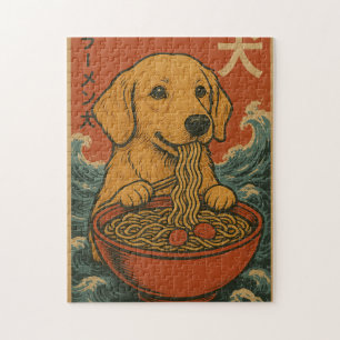 Retro-japanisches Ramen-Golden-Retriever-Hund-Puzz