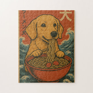 Retro-japanisches Ramen-Golden-Retriever-Hund-Puzz