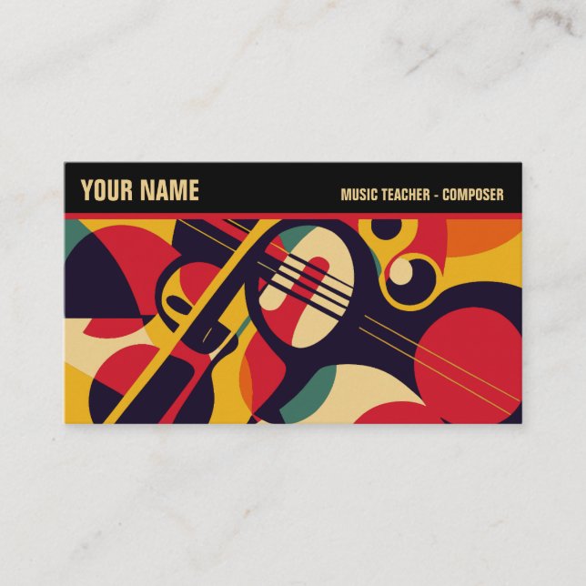 Retro Jazz Abstrakt Music Beruflich Visitenkarte (Vorderseite)