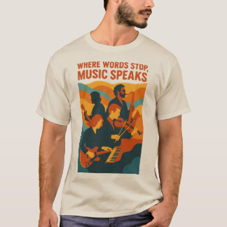 Retro Jazz Band Art Print  T-Shirt