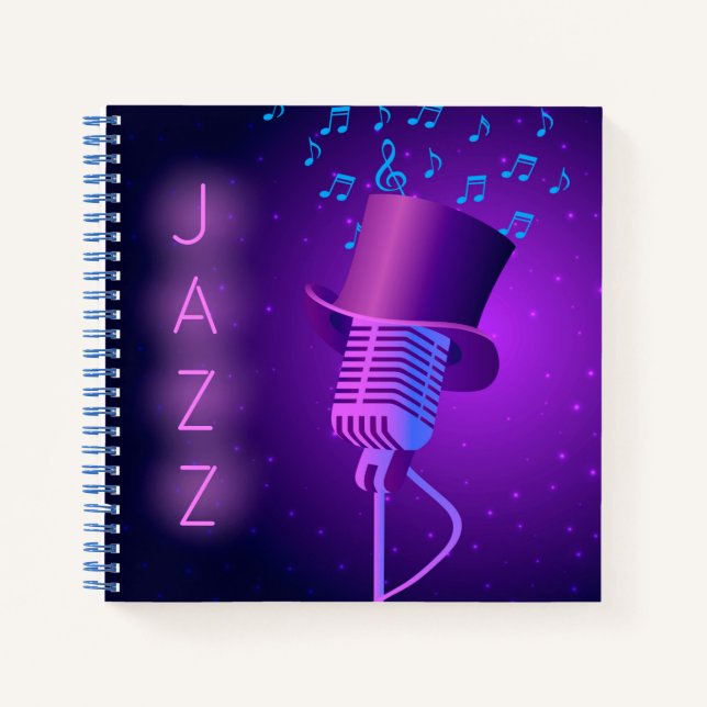 Retro Jazz Mic Square Notebook Notizbuch (Vorderseite)