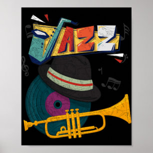 Retro-Jazz-Trompeten Lustiger Spieler Musikfestiva Poster