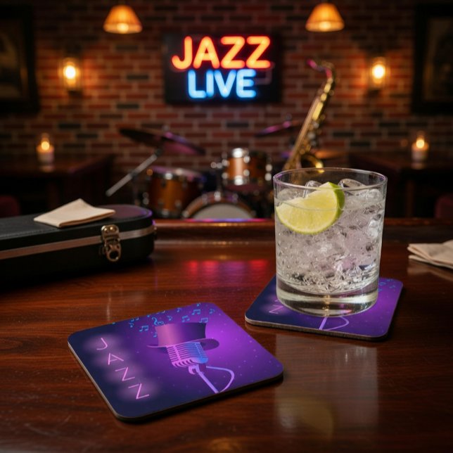 Retro Jazz Untersetzer mit Mikrofon, Top Hat (Von Creator hochgeladen)