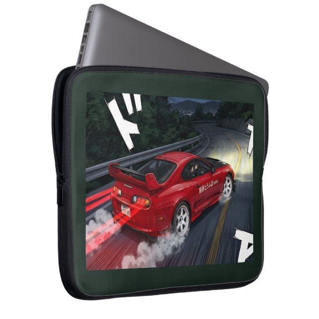 Retro-JDM-MK4-Supra-Drift-Anime-Stil-Laptop-Hülle Laptopschutzhülle (Vorne Rechts)