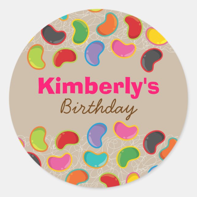 Retro Jellybeans Pop Candy Birthday Party Sticker (Vorderseite)