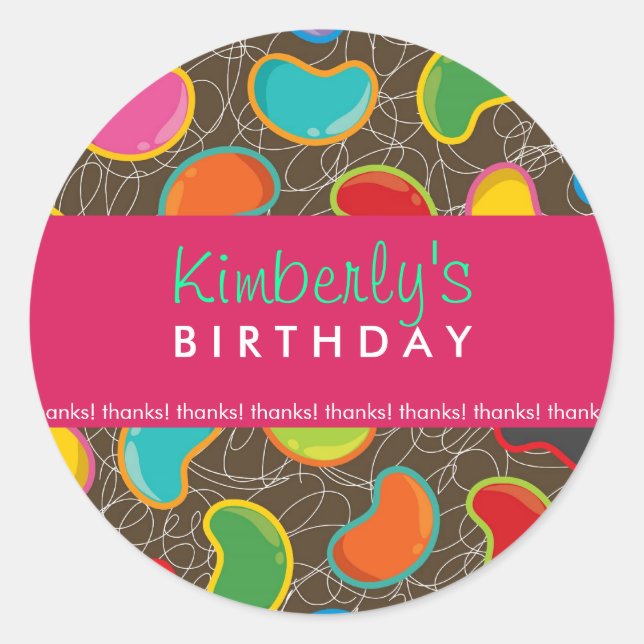 Retro JellybobohnenPop Sweet Candy Whimsical Gebur Runder Aufkleber (Vorderseite)