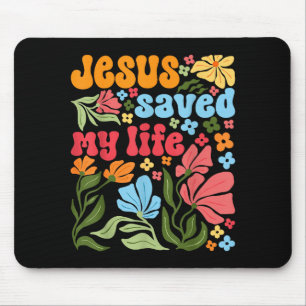 Retro Jesus Christus rettete mein Leben Boho Flora Mousepad