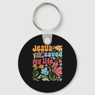 Retro Jesus Christus Rettete mein Leben Boho Flora Schlüsselanhänger