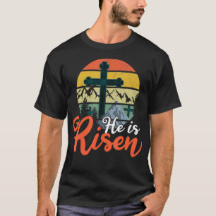 Retro Jesus He Risen Christlich 2022 Happy East T-Shirt