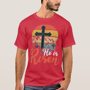 Retro Jesus He Risen Christlich 2022 Happy East T-Shirt
