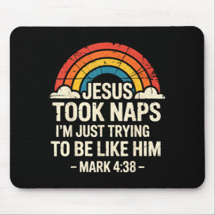 Retro Jesus hielt Nickerchen Mark Bibelvers Mousepad