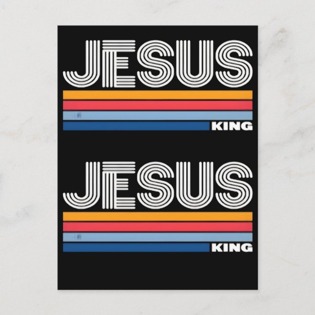 Retro Jesus König Christlich  Postkarte (Vorderseite)