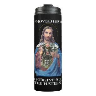 Retro Jesus Shovelhead Ich vergebe allen Hassern B Thermosbecher