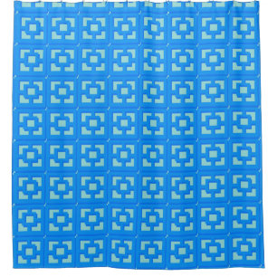 Retro Jet Set Blue Trellis Duschvorhang