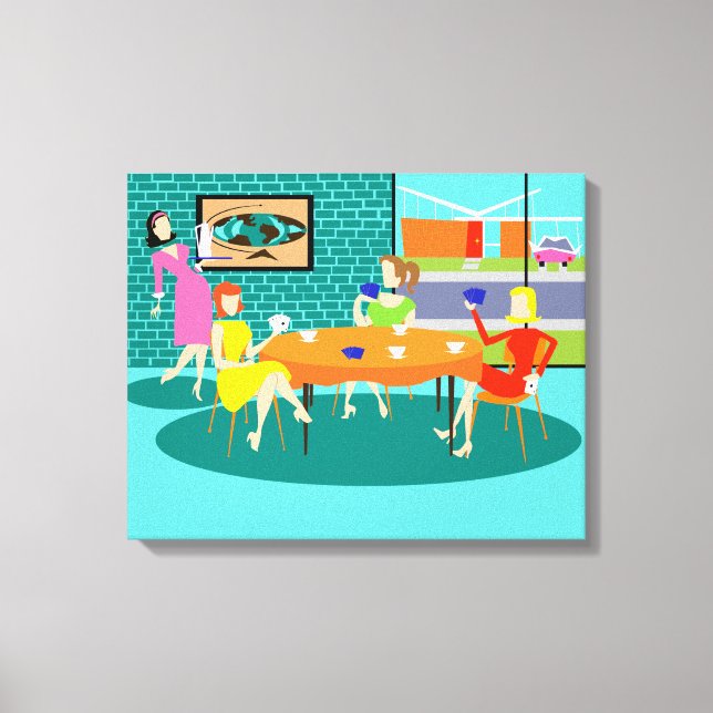 Retro Jeu de cartes pour femmes en toile étirée Im (Recto)