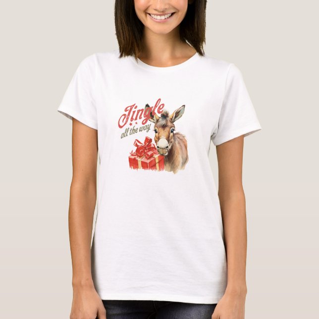Retro jingle ganz weg Esel Weihnachtsgeschenk T-Shirt (Vorderseite)