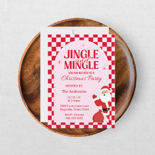 Retro-Jingle- und Mingle-Weihnachts-Karo-Schachbre Einladung